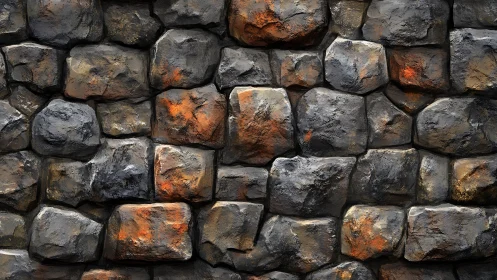 Textured stone wall pattern with rough gray and rust tones.