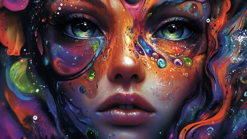 Vivid cosmic portrait of a luminous surreal dreamer face.