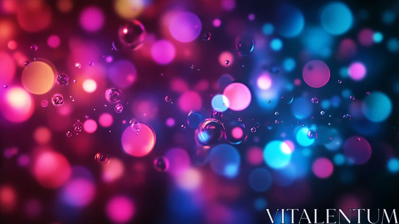 Defocused multicolored light orbs with suspended droplets.
