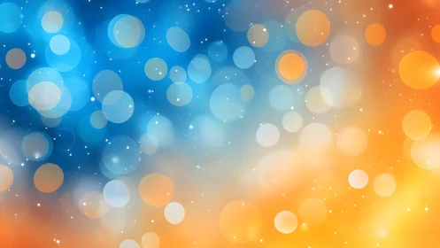 Vibrant bokeh light background in blue and orange gradient style.