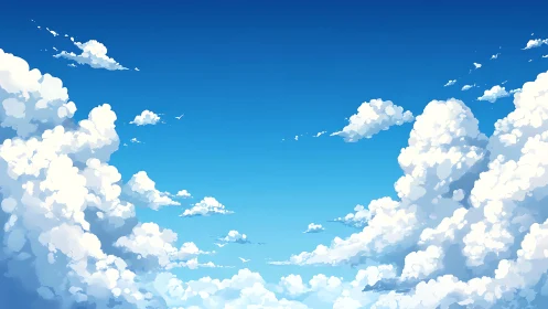 Cotton kingdoms of cloud drift beneath a boundless summer sky.