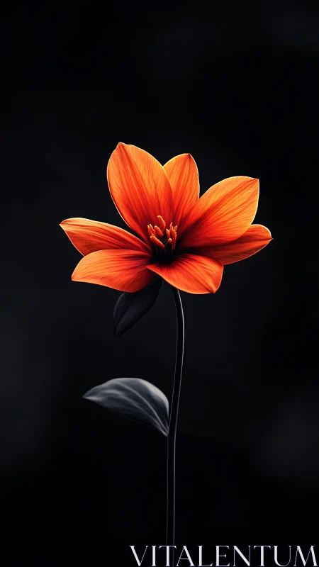 Red Flower Study Against Black Background