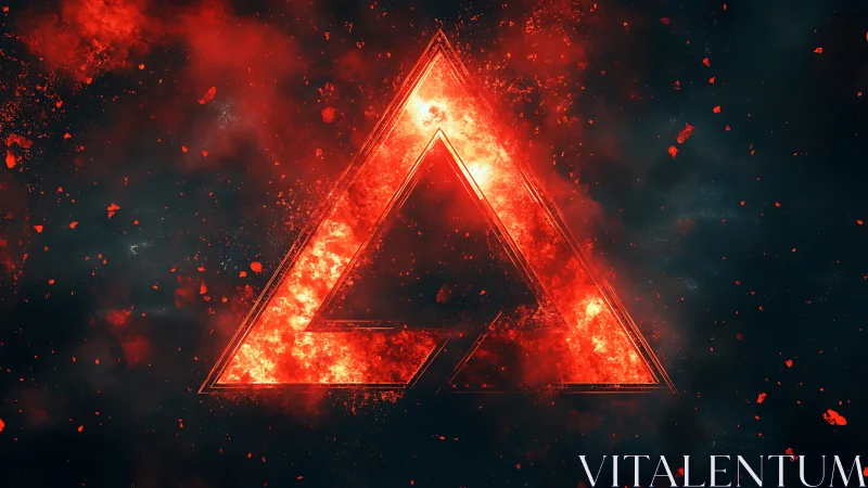 Glowing Red Triangle with Fire Particles.