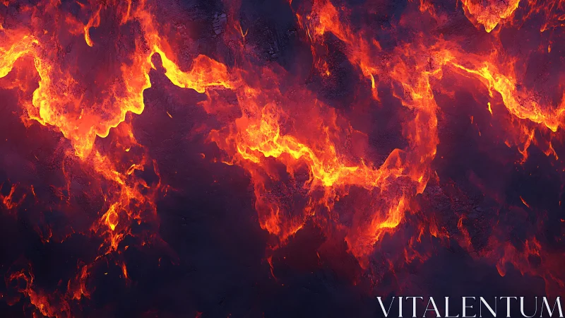 Lava flow patterns with thermal gradient variation.