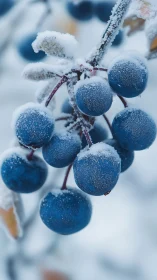 Frost-kissed blue berries glowing softly in winter calm.