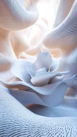 Digital white rose structure emerges within textured cavity