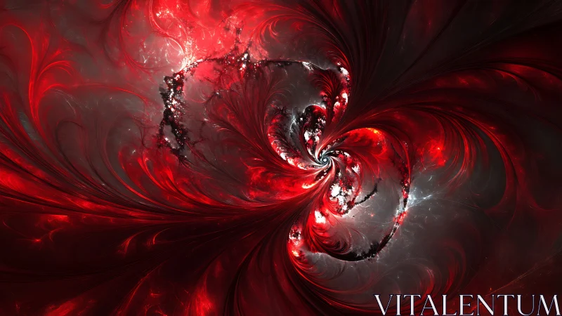 High-contrast red fractal vortex with luminous central singularity