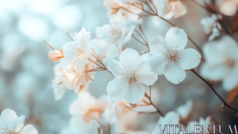 Soft Focus Botanical Study: White Blossoms in Shallow Depth.