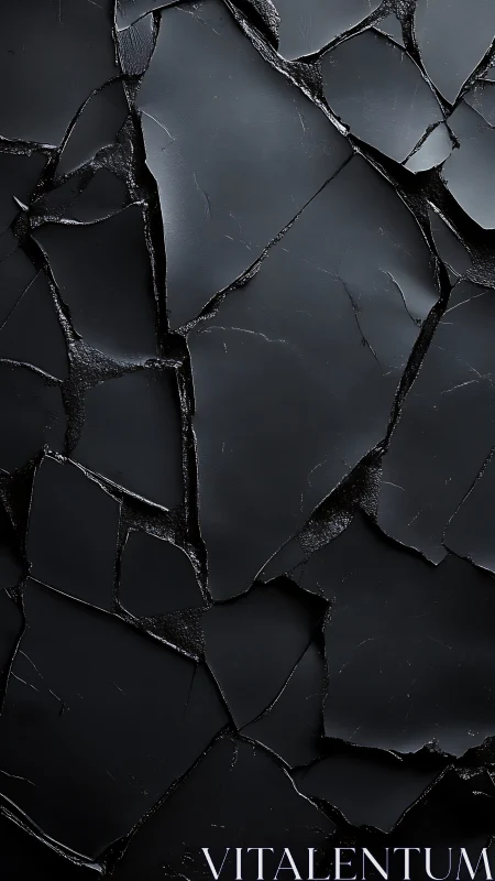 Fractured matte-black surface with jagged polygonal fissures.