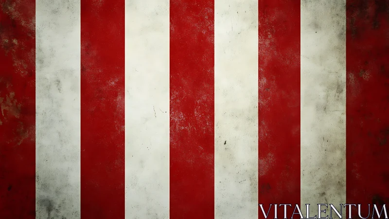 Weathered red and white vertical striped wall background.