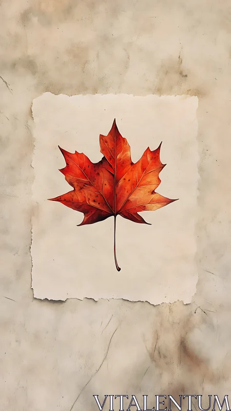 Autumn maple leaf study on textured parchment backdrop.