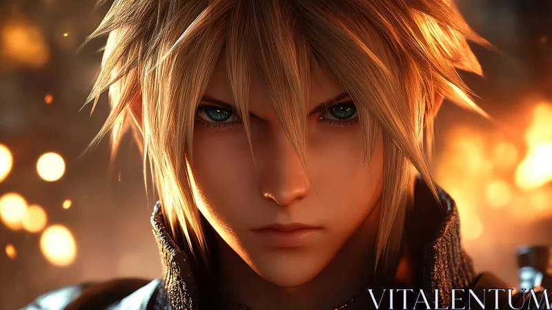 High-detail anime warrior portrait with cinematic bokeh lighting