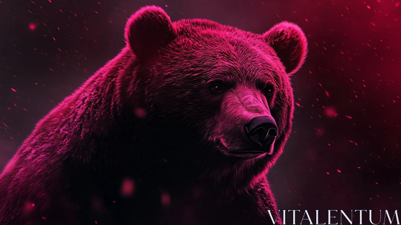 Chromatic ursine portrait under magenta spectral illumination.