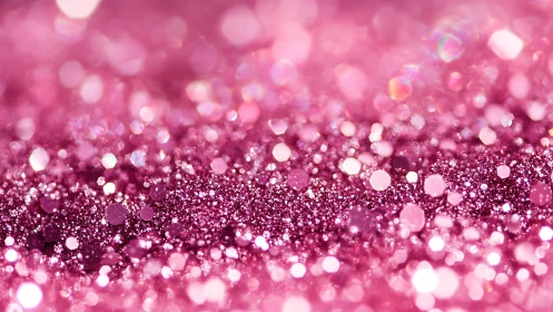 Macro bokeh pink glitter field with shallow depth of focus.