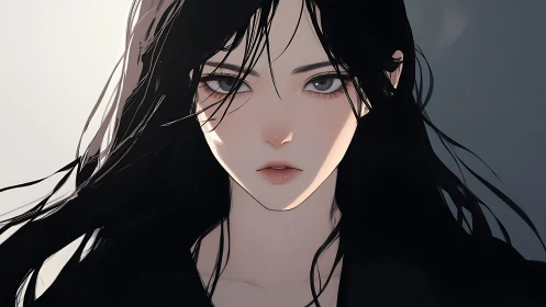 Brooding anime heroine meets soft morning light with grace
