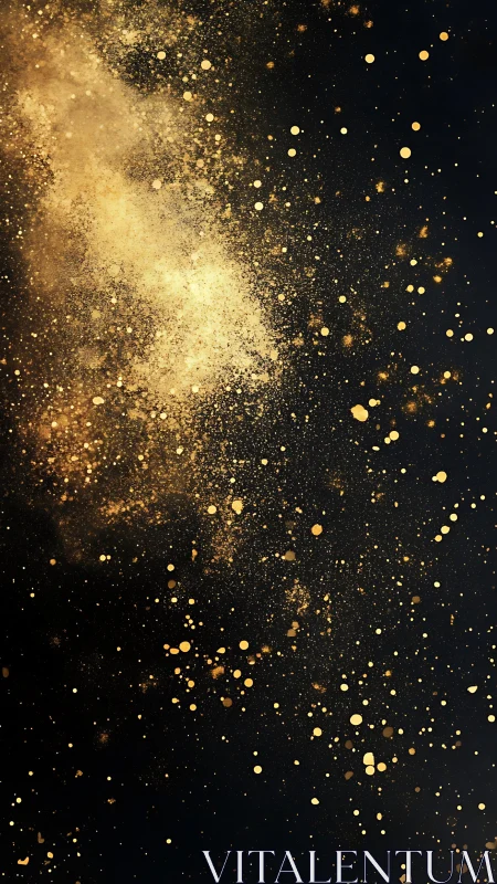 Starlit gold dust erupts across midnight velvet space.