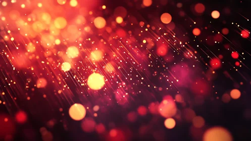 Glowing Abstract Bokeh Lights with Golden Streaks in Warm Tones.