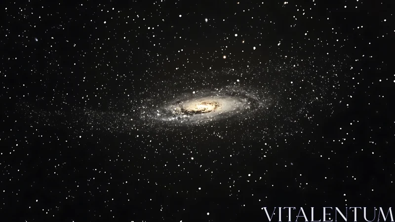 Edge-on spiral galaxy core with dense stellar field distribution