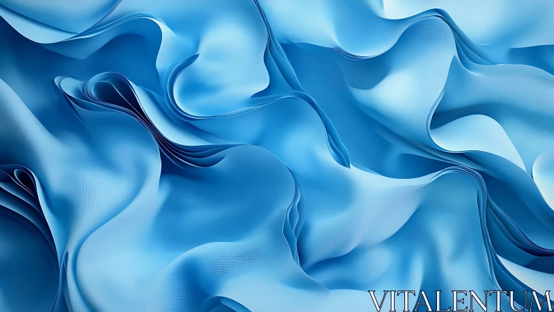 Flowing blue abstract folds with smooth layered curves.