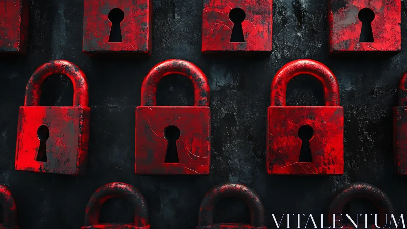Red padlocks line a dark wall, symbolizing strong data security.