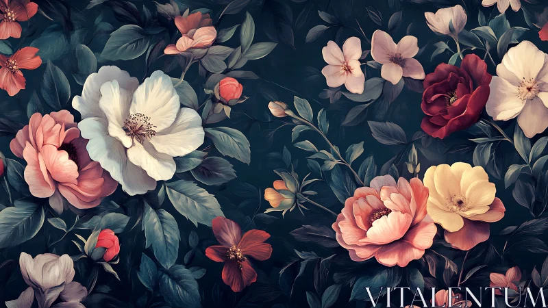 Garden's Midnight Reverie: Where Peonies Dance Against Velvet Shadows