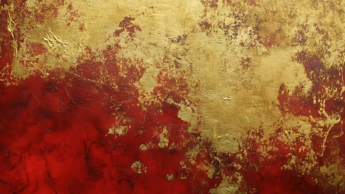 Textured red and gold abstract field with distressed layering.