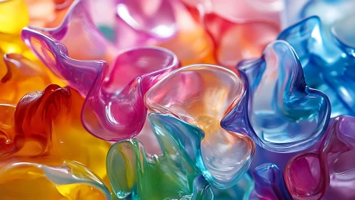 Luminous glass-like petals swirl in a radiant color cascade.