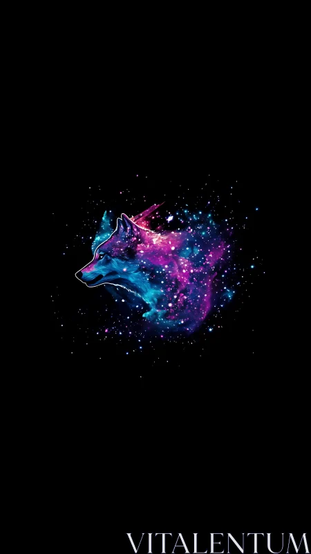 Canine profile rendered in nebula-like color dispersion.
