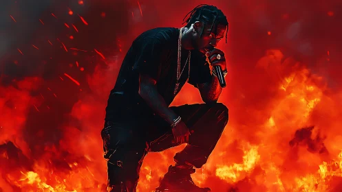 Fiery Performer Commanding the Stage with Raw Energy