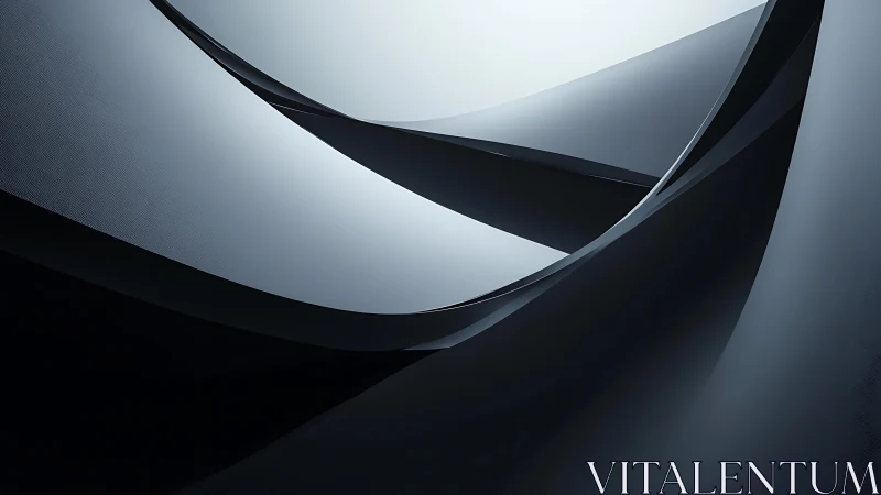Sleek Abstract Metallic Curves in Minimalist Digital Art Style.