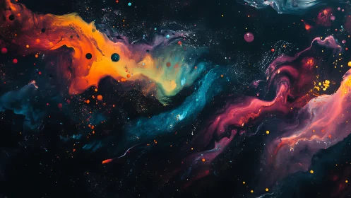 Digital nebula ribbons in cosmic abstract color field composition.