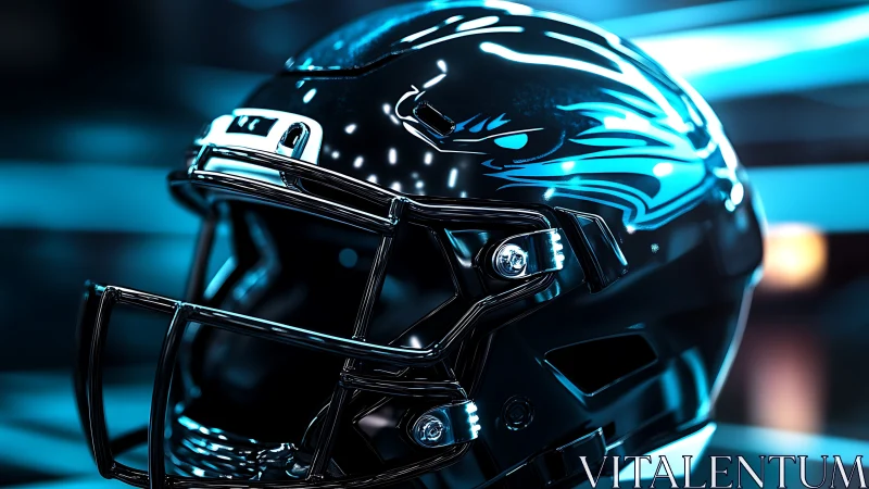 Midnight football helmet glows with fierce, electric pride