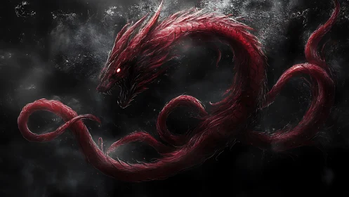 Bloodstorm serpent coils through smoke and void-born shadow.