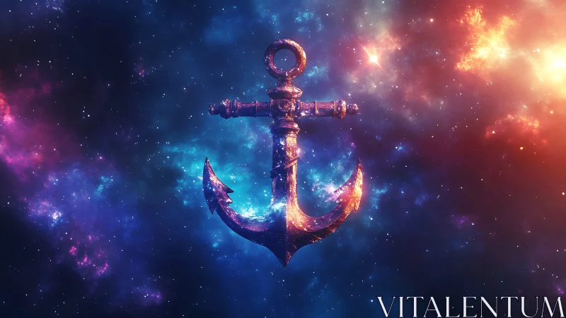 Galactic anchor rendered with luminous nebula textures and rim lighting