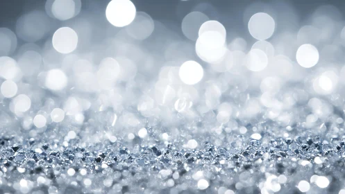 Sparkling Silver Glitter Macro with Soft Bokeh Background.