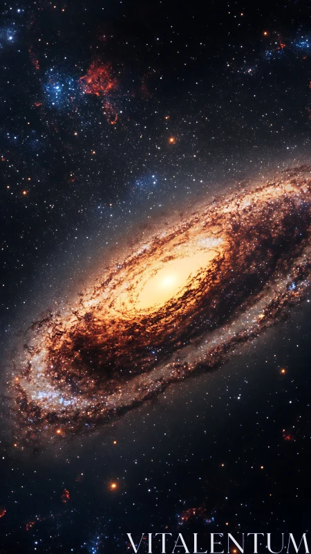 Spiral galaxy with dense core and extended star field.