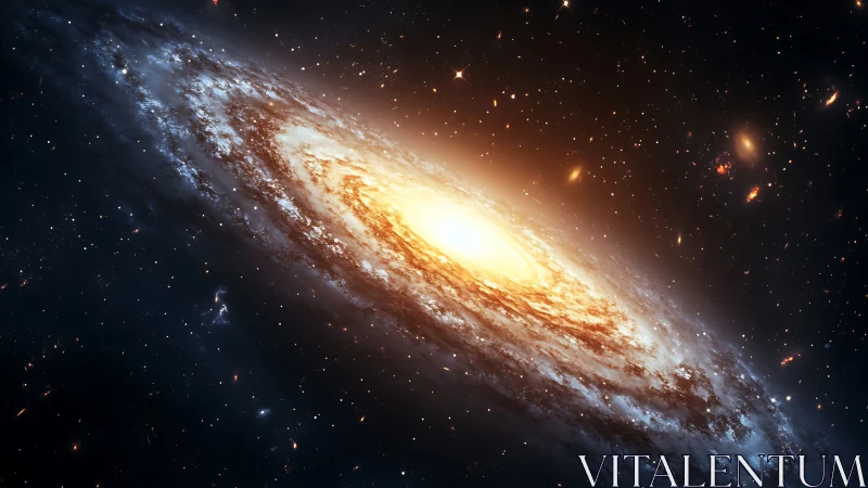 Spiral starstorm swirling around a blazing galactic heart.