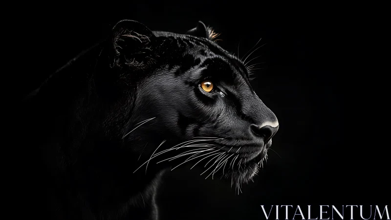 Black Panther Portrait with Golden Eyes: High-Contrast Study.
