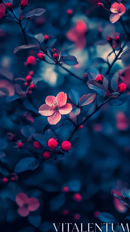 Neon Blossoms Ignite Twilight's Velvet Canvas