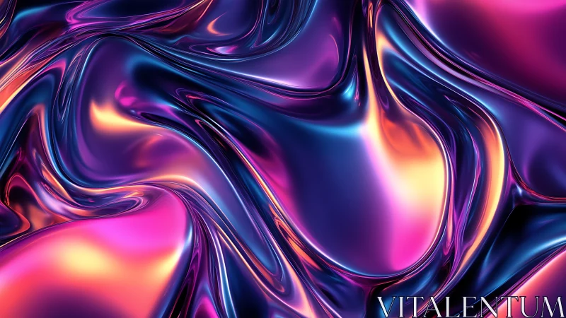 Neon molten waves swirl in liquid chrome dreamscape glow.