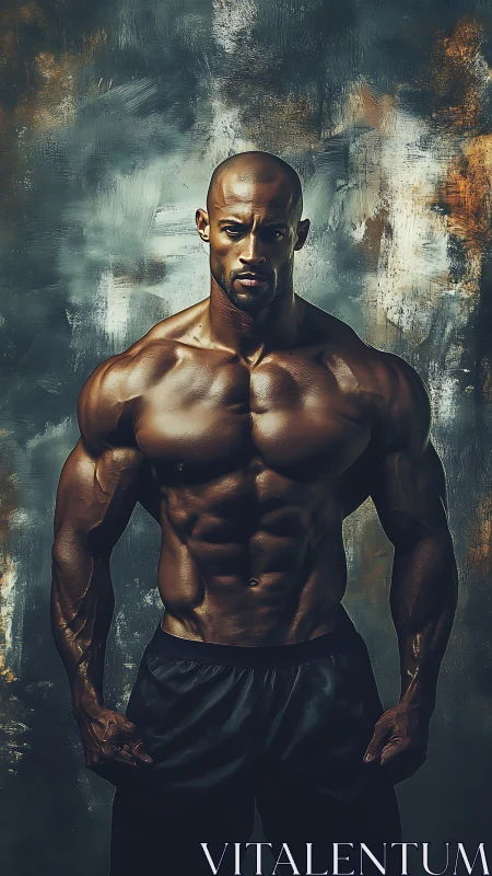 Hyperdefined male bodybuilder study with moody chiaroscuro