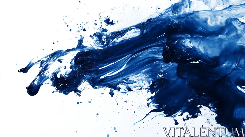 Dynamic Blue Ink Splash on White Background, Abstract Art Style.