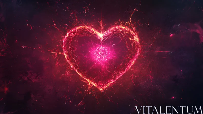 Glowing Heart: Luminous Energy Sphere with Radiant Filaments