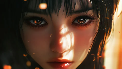 Soft sunlight catches a girl&rsquo;s molten copper gaze beautifully.