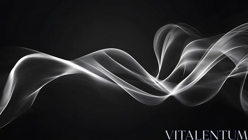 Flowing white light ribbons curve across dark space.