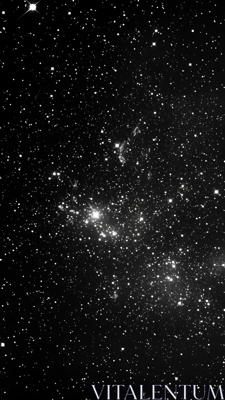 Dense star field in deep black night sky photograph.