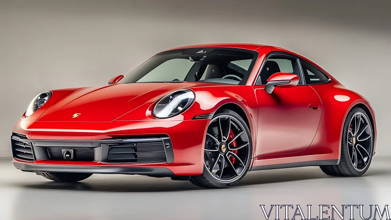 Aerodynamic red sports coupe under controlled studio lighting.