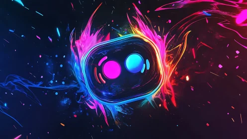 Neon duotone portal icon rendered in dynamic 3D energy field