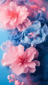 Peony Blossoms Dance Through Liquid Color Chaos