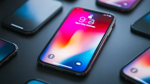 Modern smartphone array displays vivid edge to edge screens